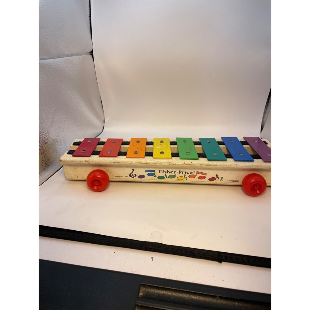 VTG 1964 Fisher Price Pull-A-Tune Wood & Metal Xylophone Toy #870 – No Mallet